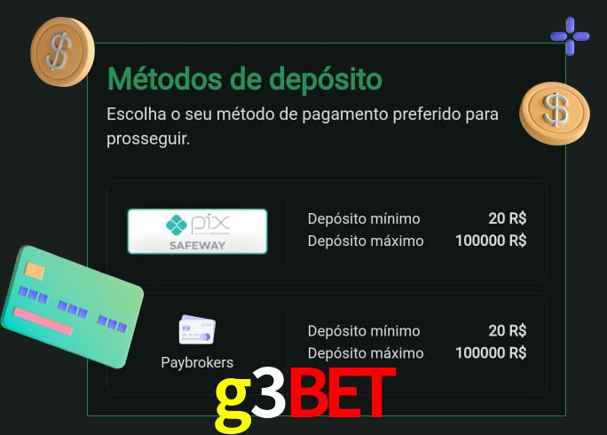 O cassino g3bet oferece uma grande variedade de métodos de pagamento